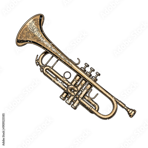 Vintage trumpet with intricate design and ornate details