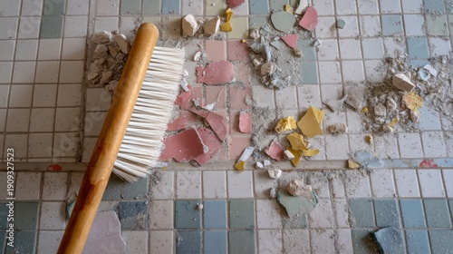 Removing damaged tiles from floor