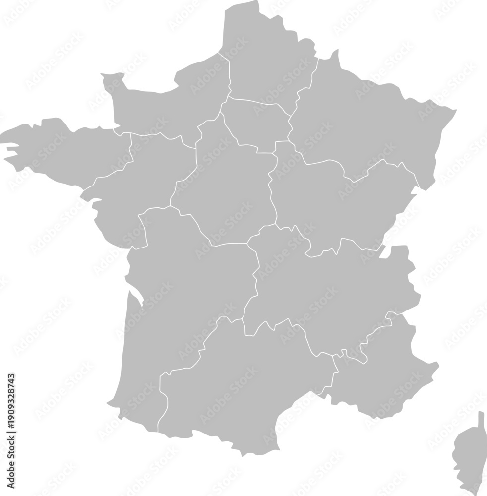 Fototapeta premium Blank map of France with regions simple vector illustration