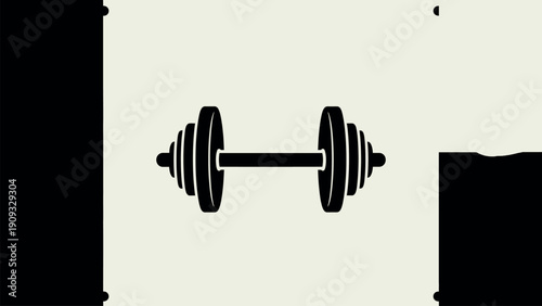 Minimalist black dumbbell icon representing fitness strength training healthy lifestyle goals and gym workout equipment vector illustration
