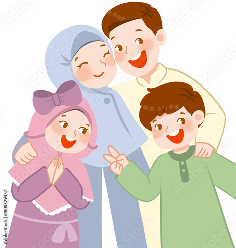Cute muslim family