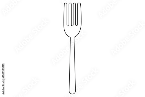 Cutlery knife and fork continuous one line drawing, isolated on white