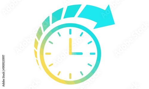 Foto Rewind Clock Icon with Gradient Arrow Indicating Past or History
