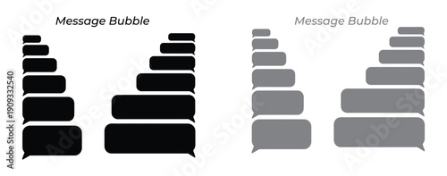 Message Bubble. Screen interface design for chatting through chat programs with a message box. Modern message bubble icons in black and gray. 