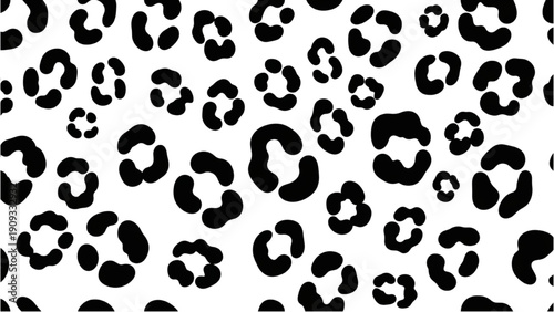 Black leopard spots pattern on a clean white background viewed from directly above