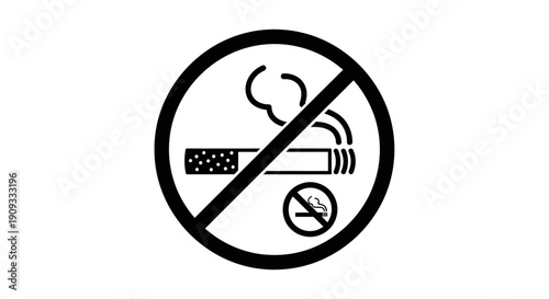 A clear black and white no smoking sign with a crossed-out cigarette and smoke, indicating a smoke-free zone.