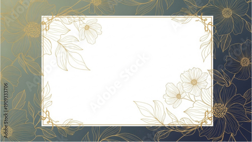 A beautiful floral frame illustration with flowers and leaves in a decorative border