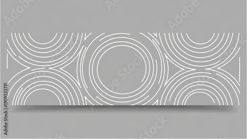 Geometric pattern illustration featuring concentric circles and arches on a gray background viewed from directly above
