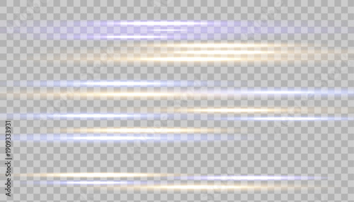 Three types of light flares in blue and yellow tones on a light checkered background. Bright glowing highlights creating dynamic reflections across the surface.