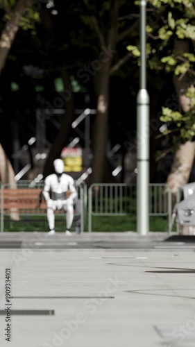 Humanoid robot walking city street blends in like everyday citizen