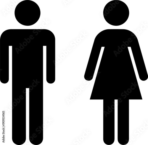 Simple black icons of man and woman standing side by side