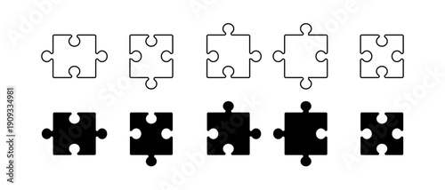 Puzzle pieces vector set. Outline Puzzle illustration5