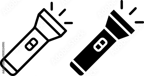 Two flashlights shining bright in dark environments