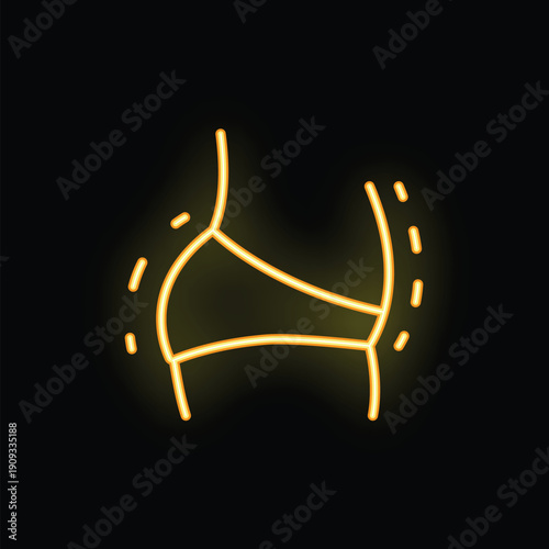 Golden neon sign illustrating liposuction, promoting body contouring and weight loss