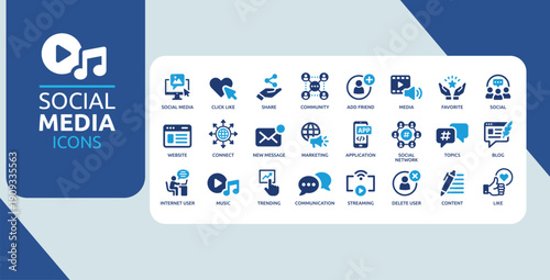 Social Media and Online Community Marketing Icons Set