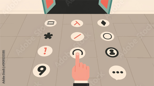 Illustration Of Hands Pointing At A Symbol Vector Design Template