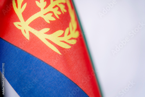 Eritrea Flag Fabric Texture Macro Closeup Detail