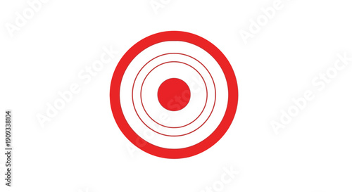 Red target icon with concentric circles on a simple background viewed from a straightforward perspective