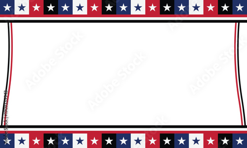 USA Patriotic Star Border Frame Background With Red Blue Black Design