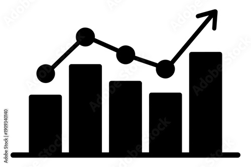 financial graphic with rising graph bars