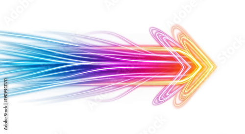 Vibrant Arrow Illustration with Multicolored Streamlines and Dynamic Motion