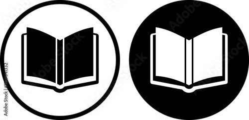 Modern book icons in black and white for education and learning materials