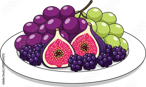 Fresh fruit platter with grapes and figs