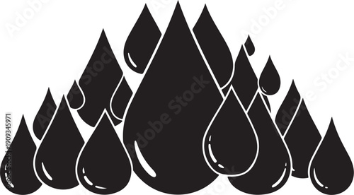 Black teardrop shapes on a white background illustration design