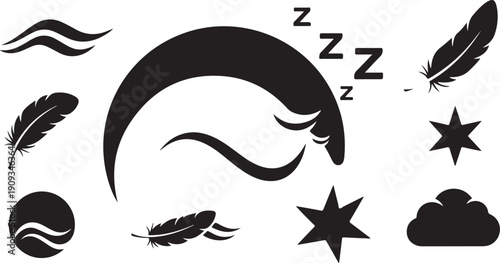 Sleepy Time Icons and Symbols for Restful Night's Dreams