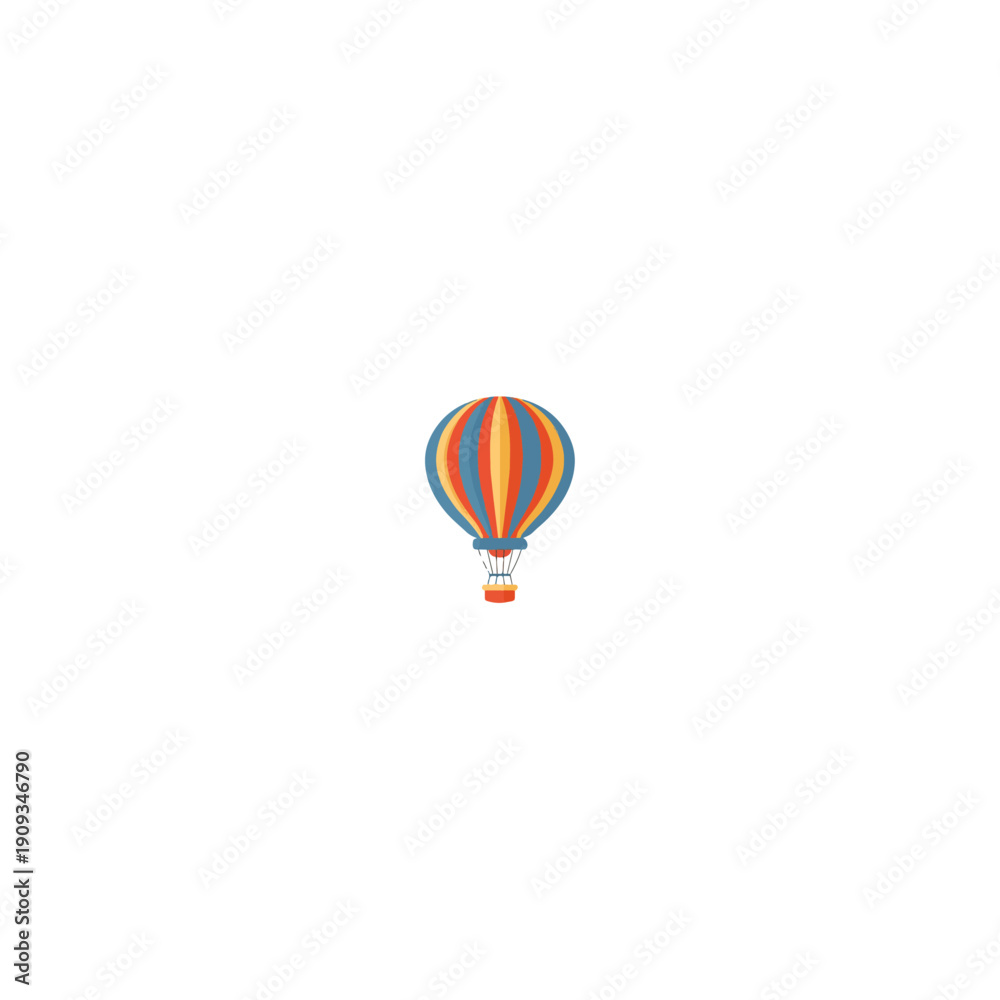 Fototapeta premium Colorful Striped Hot Air Balloon Isolated on White Background