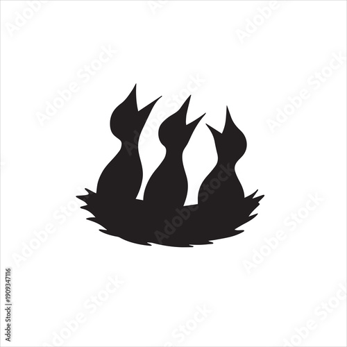 A nestling birds silhouette vector style