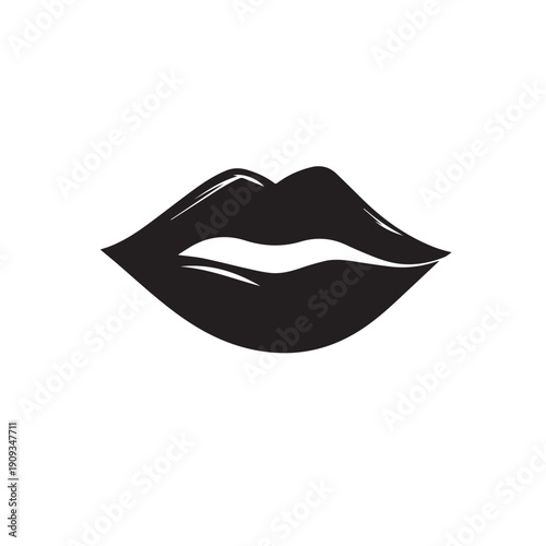 lips silhouette vector flat illustration design.