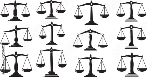 Set of black scales icons on white background illustration