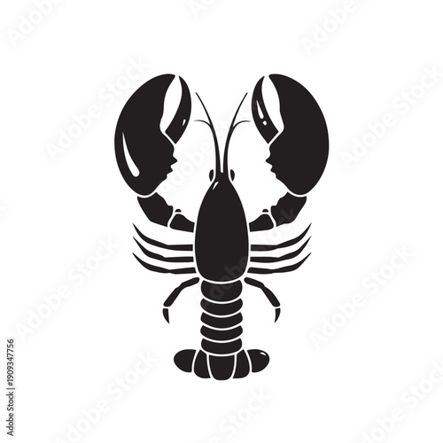 Lobster Silhouette Icon on White Background. Vector