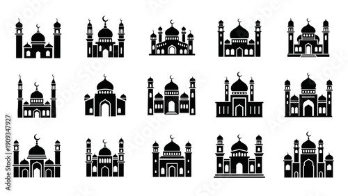 Collection of mosque architecture designs.
