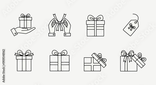 Vector Illustration Gift Boxes with Ribbons and Tags for Holiday Celebrations