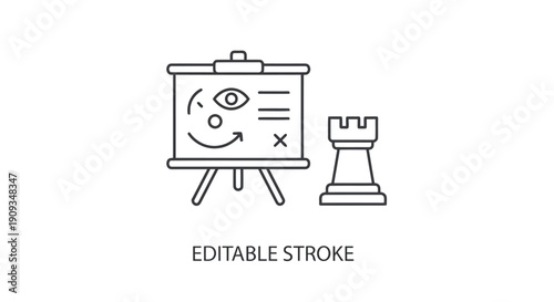 Vector Illustration of a Presentation Board and Chess Piece