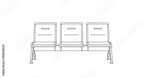 Vector Illustration of Three Empty Chairs in a Row for Public Spaces