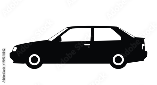 Vector Illustration of a Modern Car Silhouette on White Background