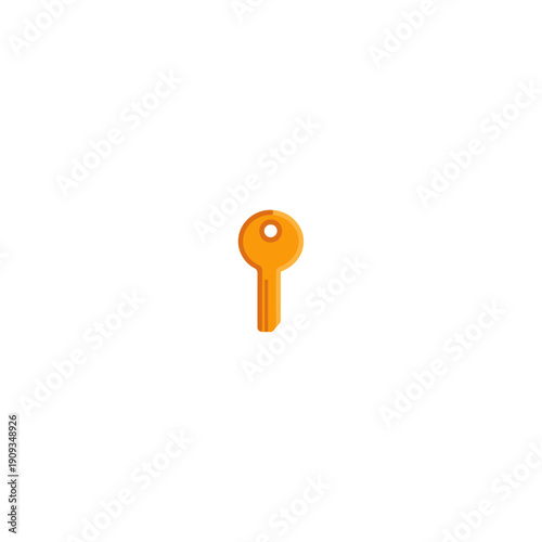 Isolated Gold Key on White Background Security, Access Concept