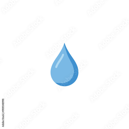 Minimalist Blue Water Drop Icon on White Background
