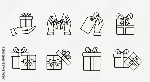 Vector Illustration Gift Boxes with Ribbons and Tags for Celebrations