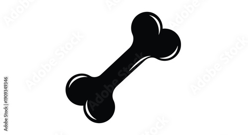Vector Illustration of a Simple Black Bone Icon on White Background