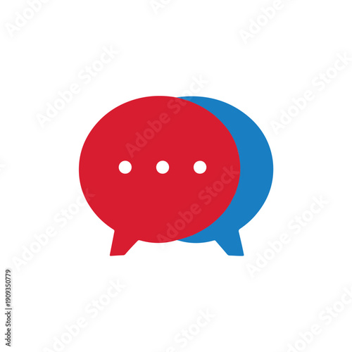 Chat Bubbles Icon Red and Blue Communication Design