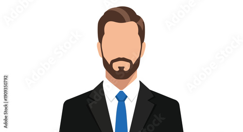 Vector Illustration of a Bearded Man in a Suit and Tie
