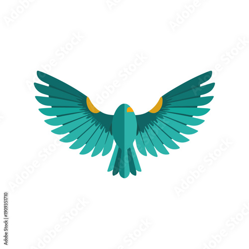 Geometric Bird Wings Logo in Teal and Yellow Colors
