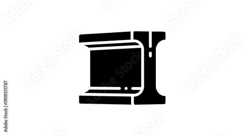 A black and white graphic depiction of an I-beam structural element