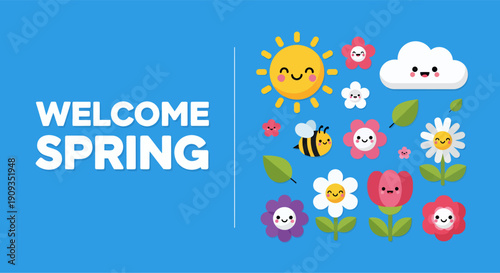Landscape banner welcome spring, vector illustration