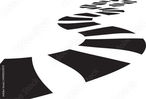 Black puzzle pieces on a white background arranged diagonally