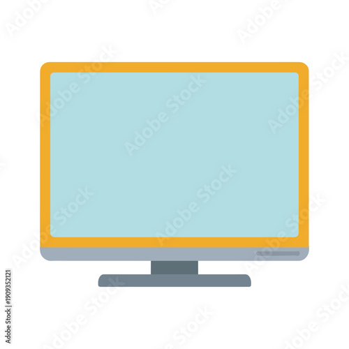 Minimalist Computer Monitor Illustration, Flat Design, Pastel Colors